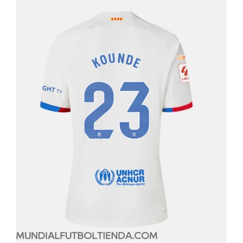 Camiseta Barcelona Jules Kounde #23 Segunda Equipación Replica 2023-24 mangas cortas